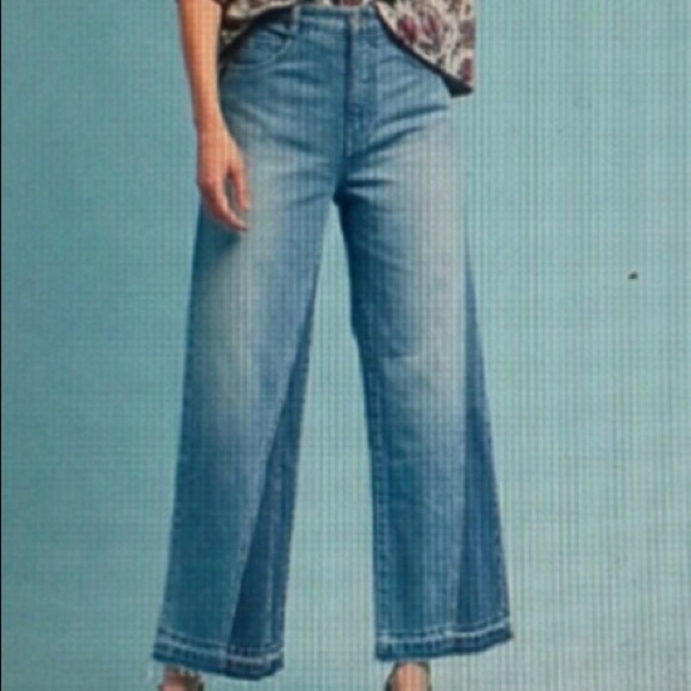 Pilcro high waisted two-tone flare jeans